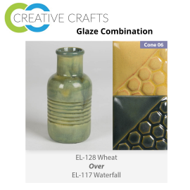 Wheat EL128 over Waterfall EL117 Glaze Combination Wheat EL128 over Waterfall EL117 Glaze Combination